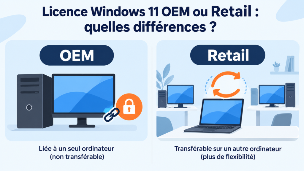 Comparaison entre une licence Windows 11 OEM et une licence Retail