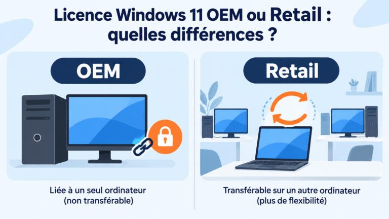 Comparaison entre une licence Windows 11 OEM et une licence Retail
